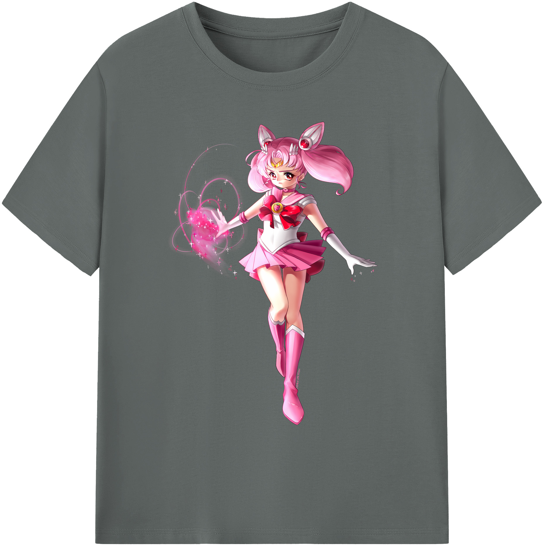 （画像用） 美少女戦士セーラームーン ちびうさ Sailor Moon Chibiusa Tsukino Usagi Small Lady Serenity 綿100％ メンズ半袖Tシャツ｜肌触りやわらか＆通気性